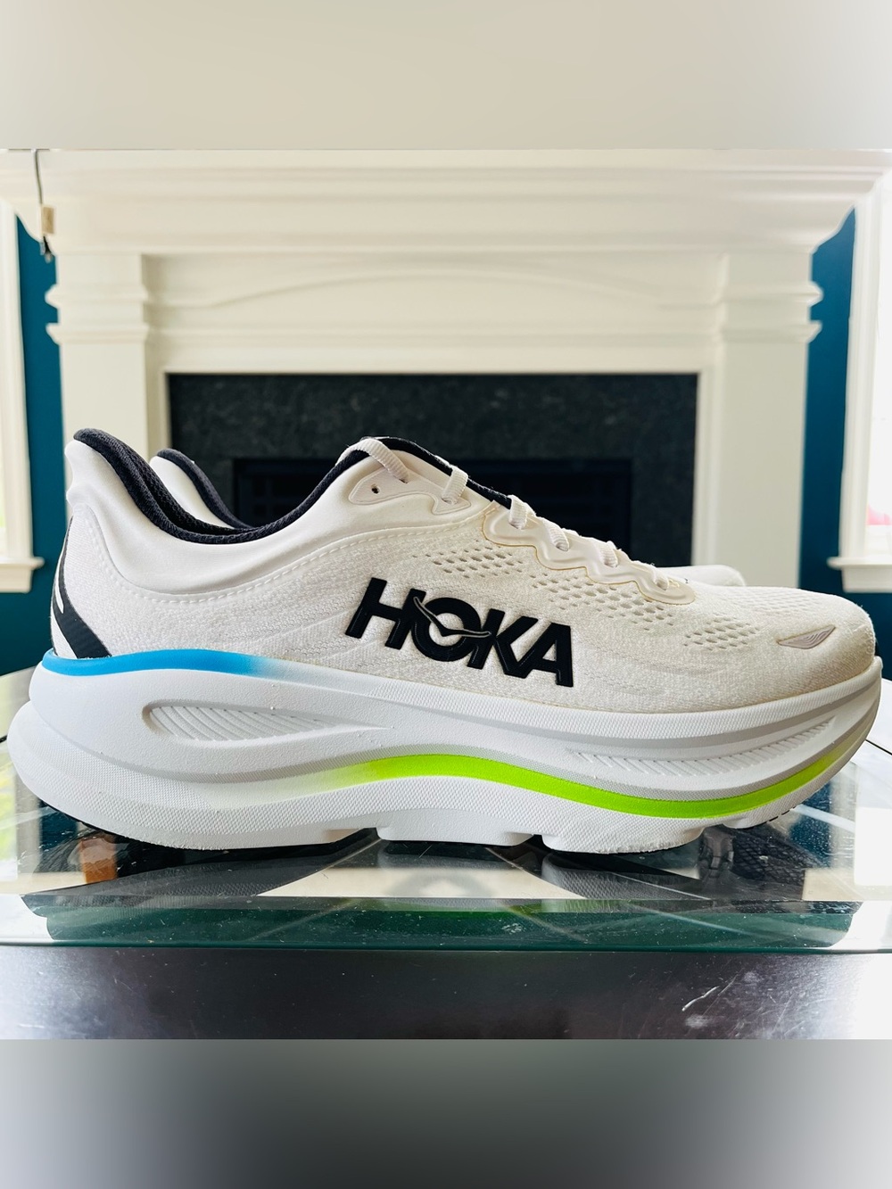 Sz 11.5 Hoka Bondi 9 Men's Running Shoes Frost/Black 1162011/FLCK